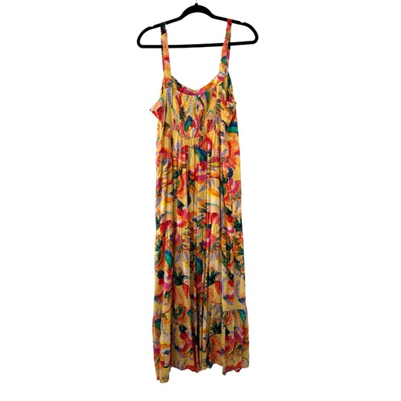 Farm Rio Anthropologie Textured Tropical Maxi Dress in Tropical Parrot Size XL - Picture 5 of 7
